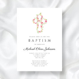 Elegant Rosa Blommigt Kor Baptism Inbjudningar