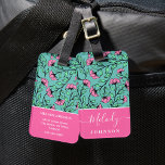 Elegant Rosa Blommigt Luggage Tag Bagagebricka<br><div class="desc">Personlig elegant rosa blommönster bagagetapp. Underbar gåva till Lärare,  mamma,  svärmor,  systrar och alla kvinnor. Om du föredrar olika färg kan den här märkrn redigeras för något av dina favoriter färg.</div>