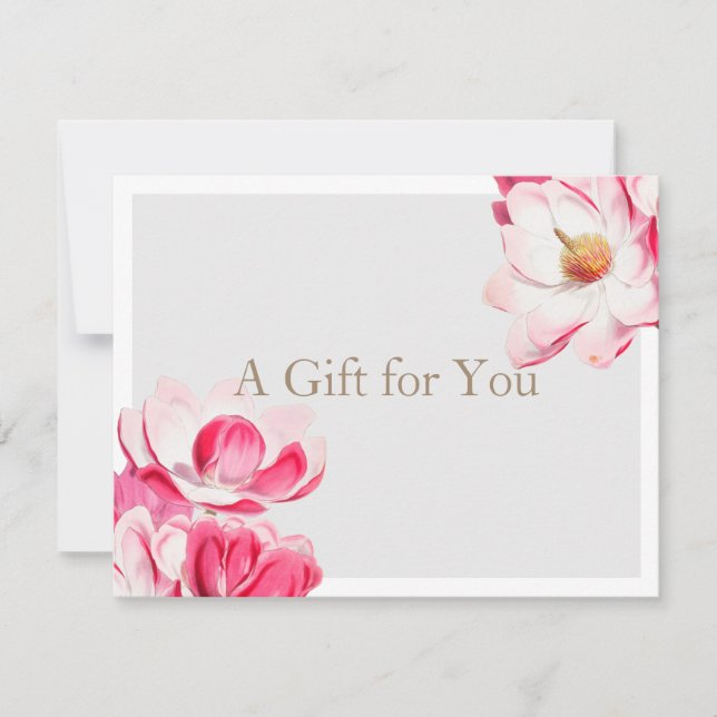 Elegant Rosa Blommigt Magnolia Gift Certificate (Framsida)