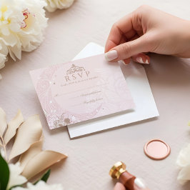 Elegant Rosa Blommigt Måne Stars Tiara Quinceañera OSA Kort