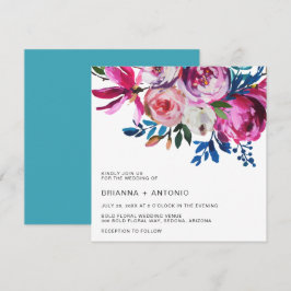 Elegant Rosa Blommigt Modern Bröllop Inbjudningar