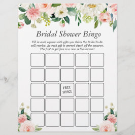 Elegant  Rosa Blommigt Möhippa Bingo Game Reklamblad