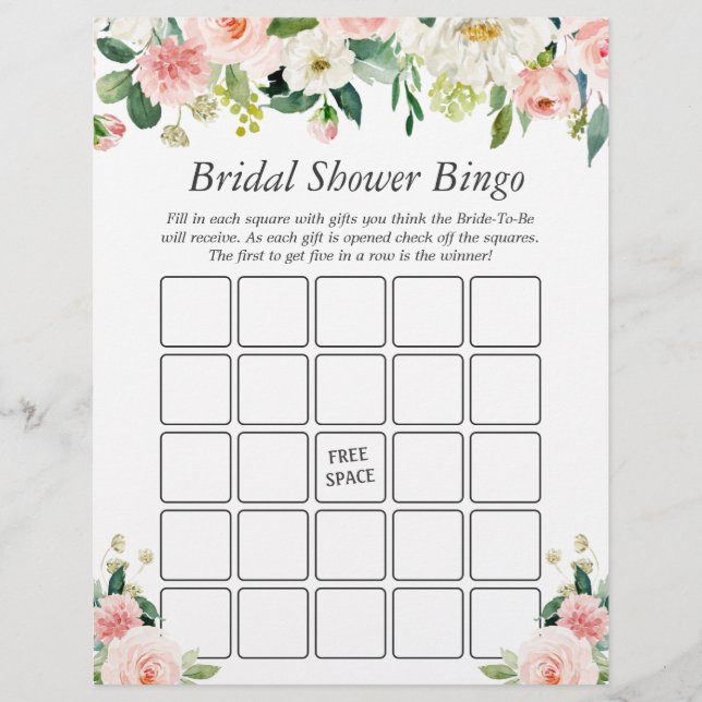 Elegant  Rosa Blommigt Möhippa Bingo Game Reklamblad (Framsidan)