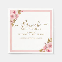 Elegant Rosa Blommigt Möhippa Brunch  Pappersservett