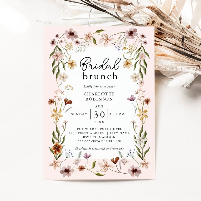 Elegant Rosa Blommigt Möhippa   Inbjudningar (Skapare uppladdad)