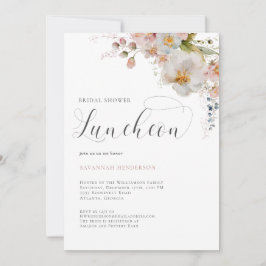 Elegant Rosa Blommigt Möhippa Luncheon Inbjudningar