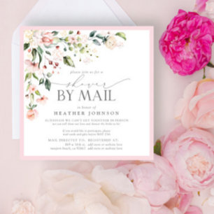 Elegant Rosa Blommigt Möhippa , skript visa med e Inbjudningar