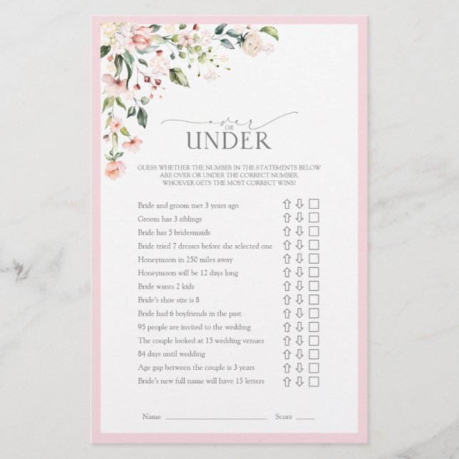 Elegant Rosa Blommigt Möhippa  spel (Framsida)