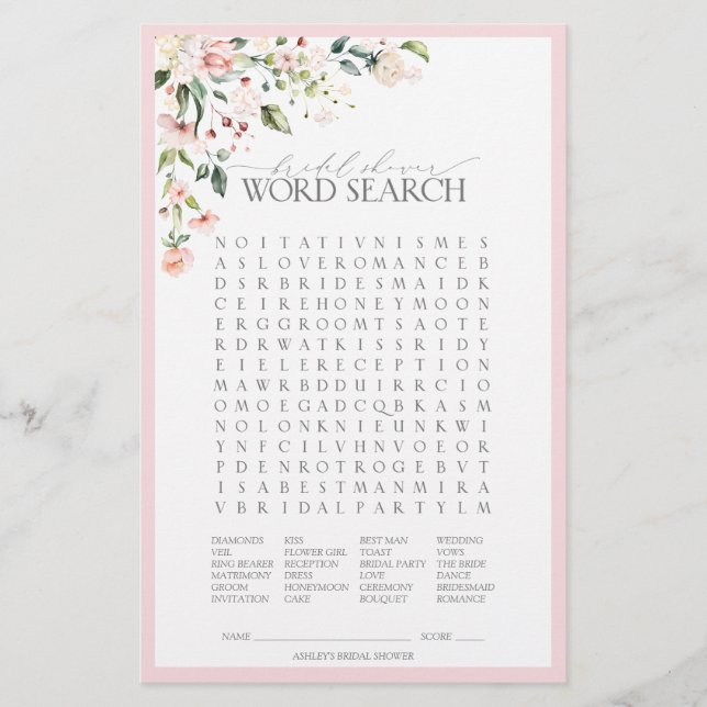 Elegant Rosa Blommigt Möhippa  spel (Framsida)