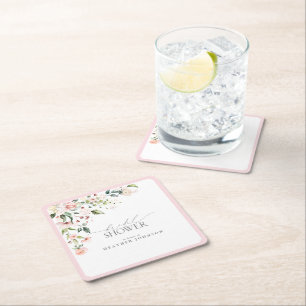 Elegant Rosa Blommigt Möhippa Underlägg Papper Kvadrat