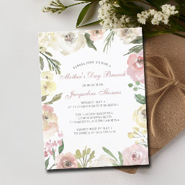Elegant Rosa Blommigt Mors dag Brunch Inbjudan Vykort