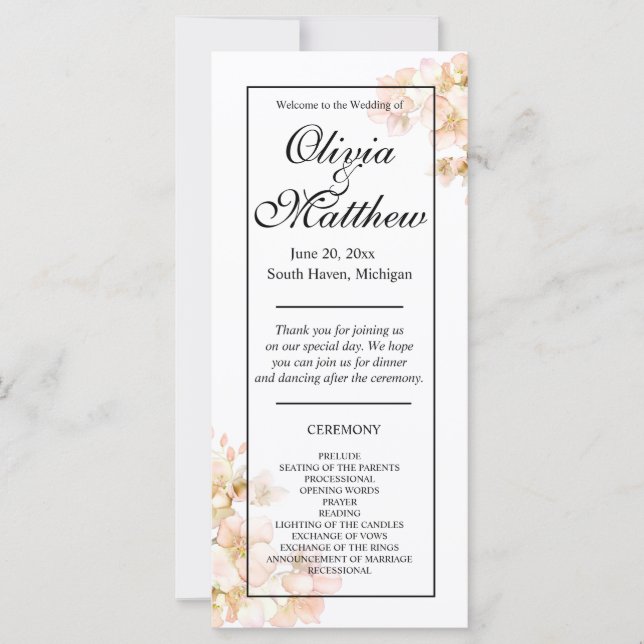 Elegant rosa blommigt Orange blommar elegant skrip (Framsida)