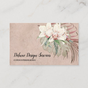 Elegant  Rosa Blommigt Orchid Foliage Greenery Visitkort