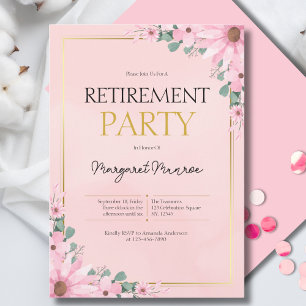 Elegant Rosa Blommigt Pension Firande Inbjudningar