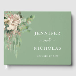 Elegant Rosa Blommigt Peonies Bröllop Gästböcker