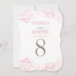 Elegant Rosa Blommigt Peony Bröllop Bordsnummer