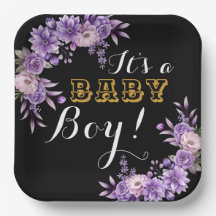 Elegant Rosa Blommigt Pojke Shower Party Square