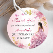 Elegant Rosa Blommigt Quinceañera Birthday