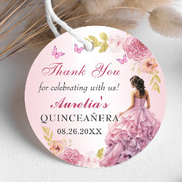 Elegant  Rosa Blommigt Quinceañera Birthday Gåvor Etiketter