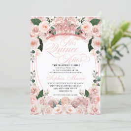 Elegant Rosa Blommigt Quinceanera Birthday Inbjudningar