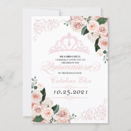 Elegant Rosa Blommigt Quinceanera Birthday Inbjudningar