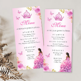 Elegant  Rosa Blommigt Quinceañera Birthday Meny