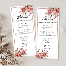 Elegant  Rosa Blommigt Quinceanera Birthday Meny