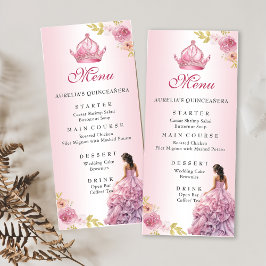 Elegant  Rosa Blommigt Quinceañera Birthday Meny