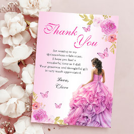 Elegant  Rosa Blommigt Quinceañera Birthday Tack Kort