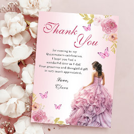 Elegant  Rosa Blommigt Quinceañera Birthday Tack Kort