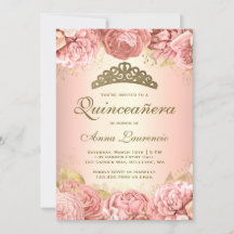 Elegant Rosa Blommigt Quinceanera