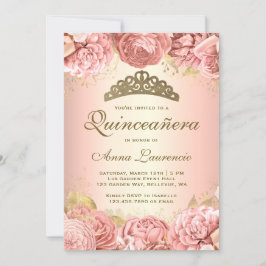 Elegant Rosa Blommigt Quinceanera Inbjudningar