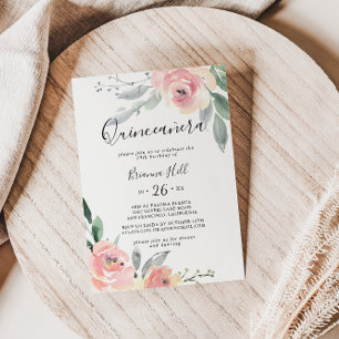 Elegant Rosa Blommigt Quinceañera Inbjudningar