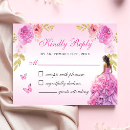 Elegant  Rosa Blommigt Quinceañera OSA Kort