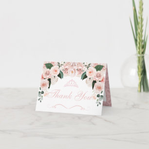 Elegant  Rosa Blommigt Quinceanera Tack in Inbjudan