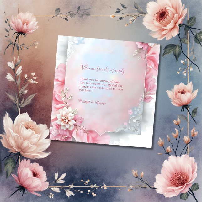 Elegant Rosa Blommigt Ram Mjuk pastellglöd bröllop Gåvor Etiketter (Skapare uppladdad)
