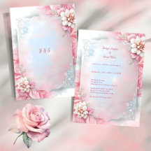 Elegant Rosa Blommigt Ram Mjuk pastellglöd bröllop