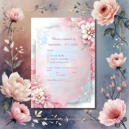 Elegant Rosa Blommigt Ram Mjuk pastellglöd bröllop OSA Kort