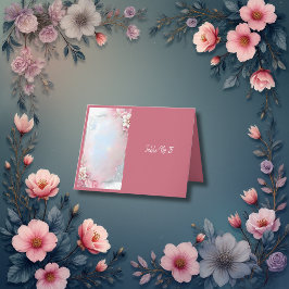 Elegant Rosa Blommigt Ram Mjuk pastellglöd bröllop Tack Kort