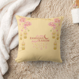 Elegant Rosa Blommigt Ramadan Kareem Lantern Pillo Kudde