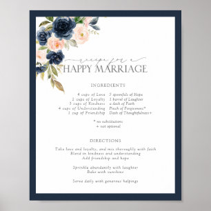 Elegant Rosa Blommigt Recept for a Lycklig Gifterm Poster