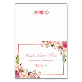 Elegant Rosa Blommigt Ro Guld Bröllop Ställe Bordsnummer