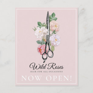 Elegant Rosa Blommigt Ro Hairstylist Flygblad