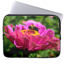 Elegant rosa blommigt rosa gulliga humlor laptop fodral