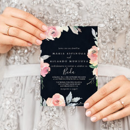 Elegant Rosa  Blommigt Spanska Bröllop inbjudet Inbjudningar