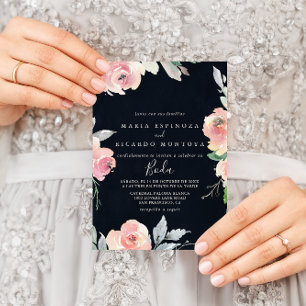 Elegant Rosa Blommigt Spanska Bröllop inbjudet Inbjudningar