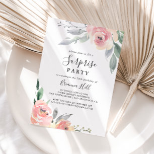 Elegant Rosa  Blommigt Surprise Party Inbjudningar