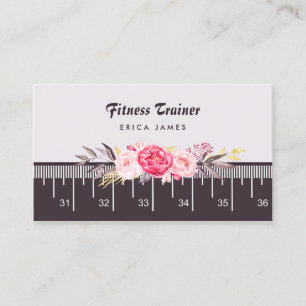 Elegant Rosa Blommigt Tape Measure Fitness Trainer Visitkort