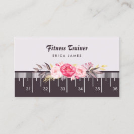 Elegant Rosa Blommigt Tape Measure Fitness Trainer Visitkort