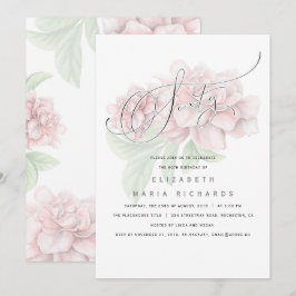 Elegant Rosa Blommigt Typografi 60 Födelsedagsfest Inbjudningar